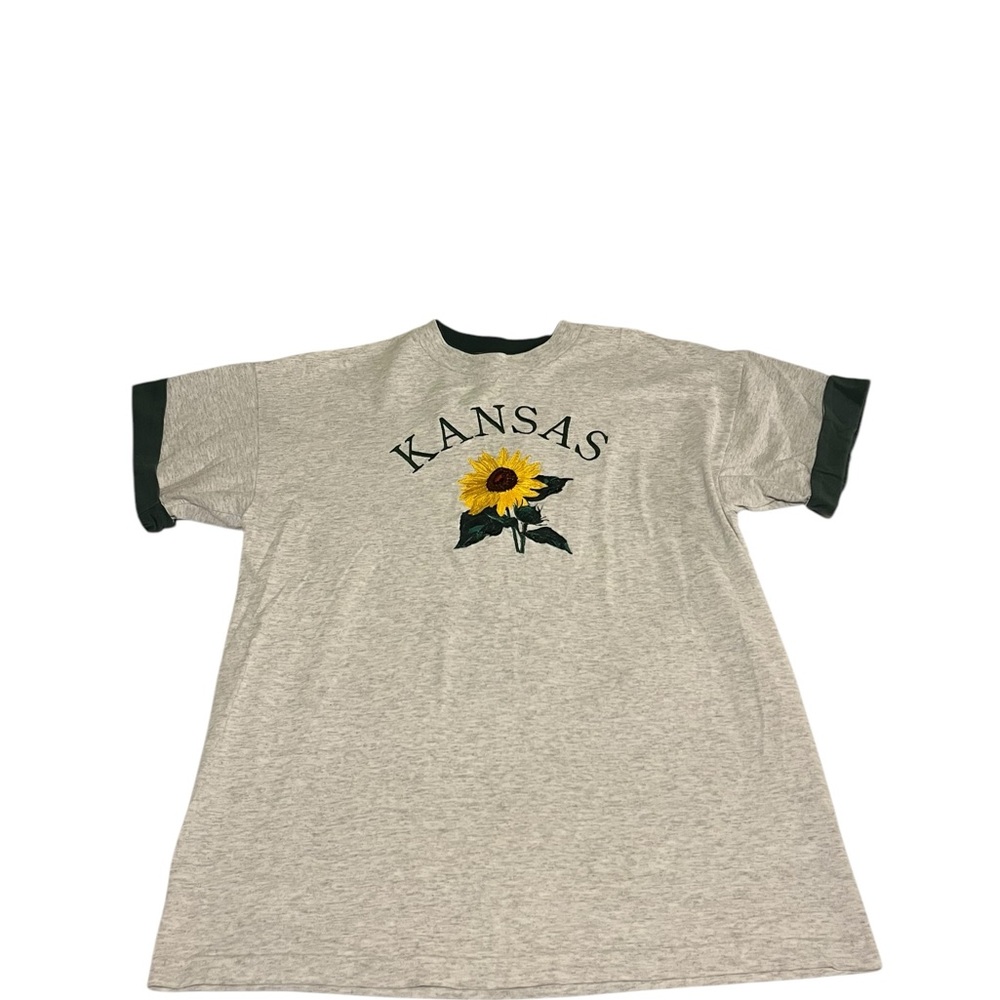 Vintage Kansas Sunflower Stitched Tee - Short Sleeve Size XL made in USA